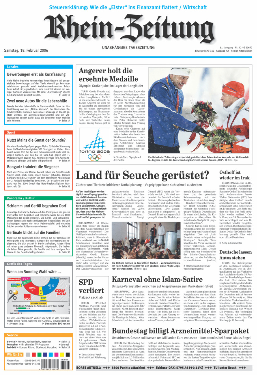 Rhein-Zeitung Kreis Altenkirchen vom Samstag, 18.02.2006