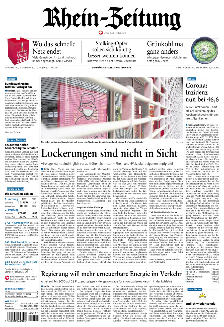 Rhein-Zeitung Kreis Altenkirchen vom Donnerstag, 04.02.2021