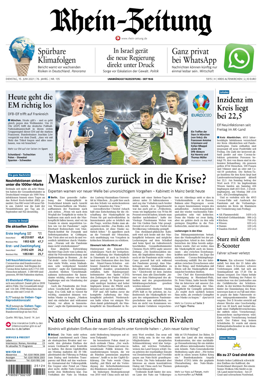 Rhein-Zeitung Kreis Altenkirchen vom Dienstag, 15.06.2021
