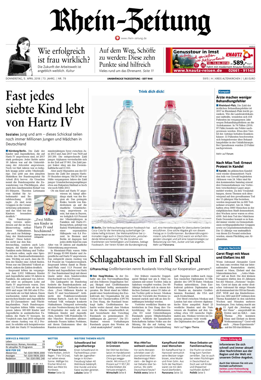 Rhein-Zeitung Kreis Altenkirchen vom Donnerstag, 05.04.2018