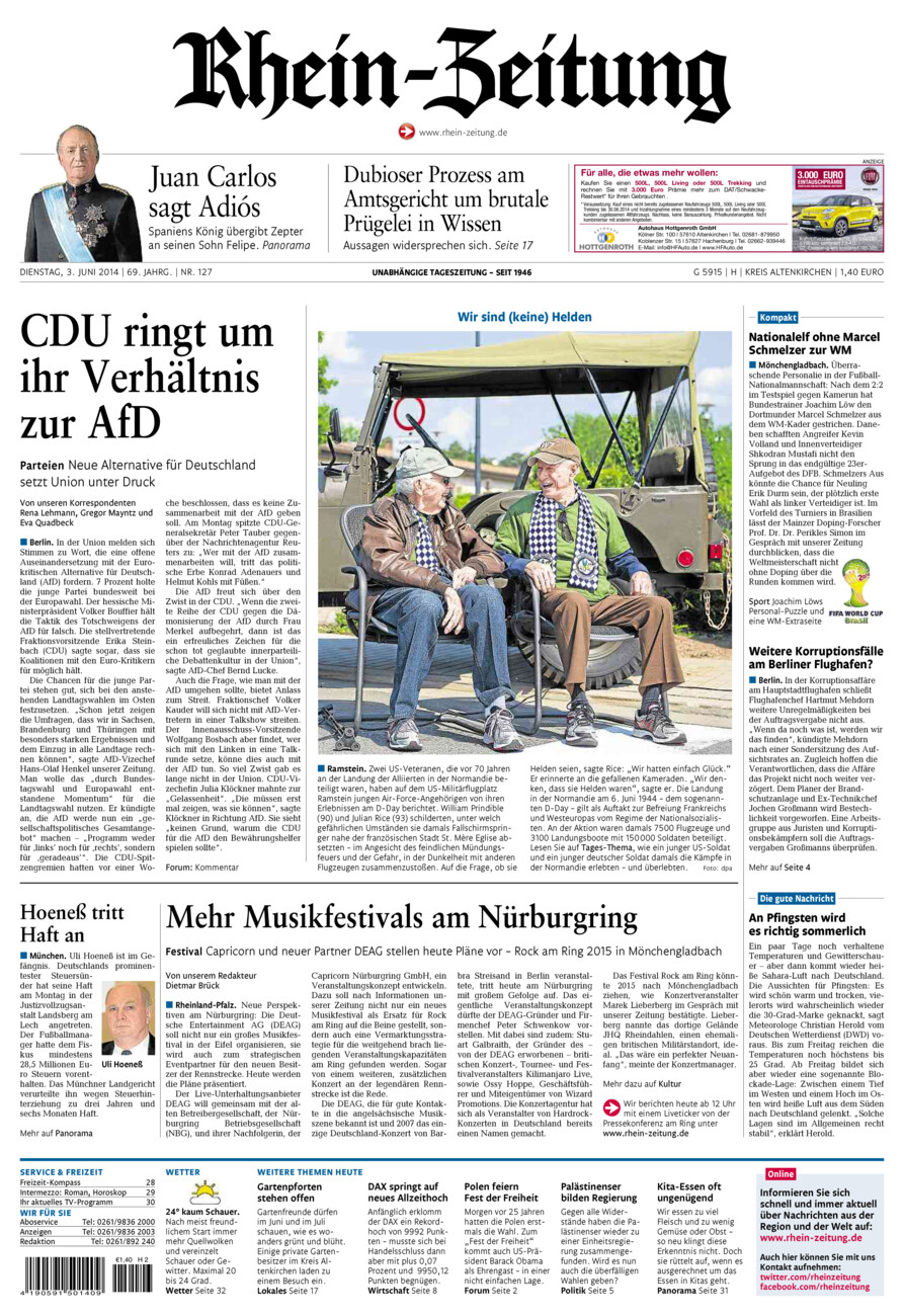 Rhein-Zeitung Kreis Altenkirchen vom Dienstag, 03.06.2014