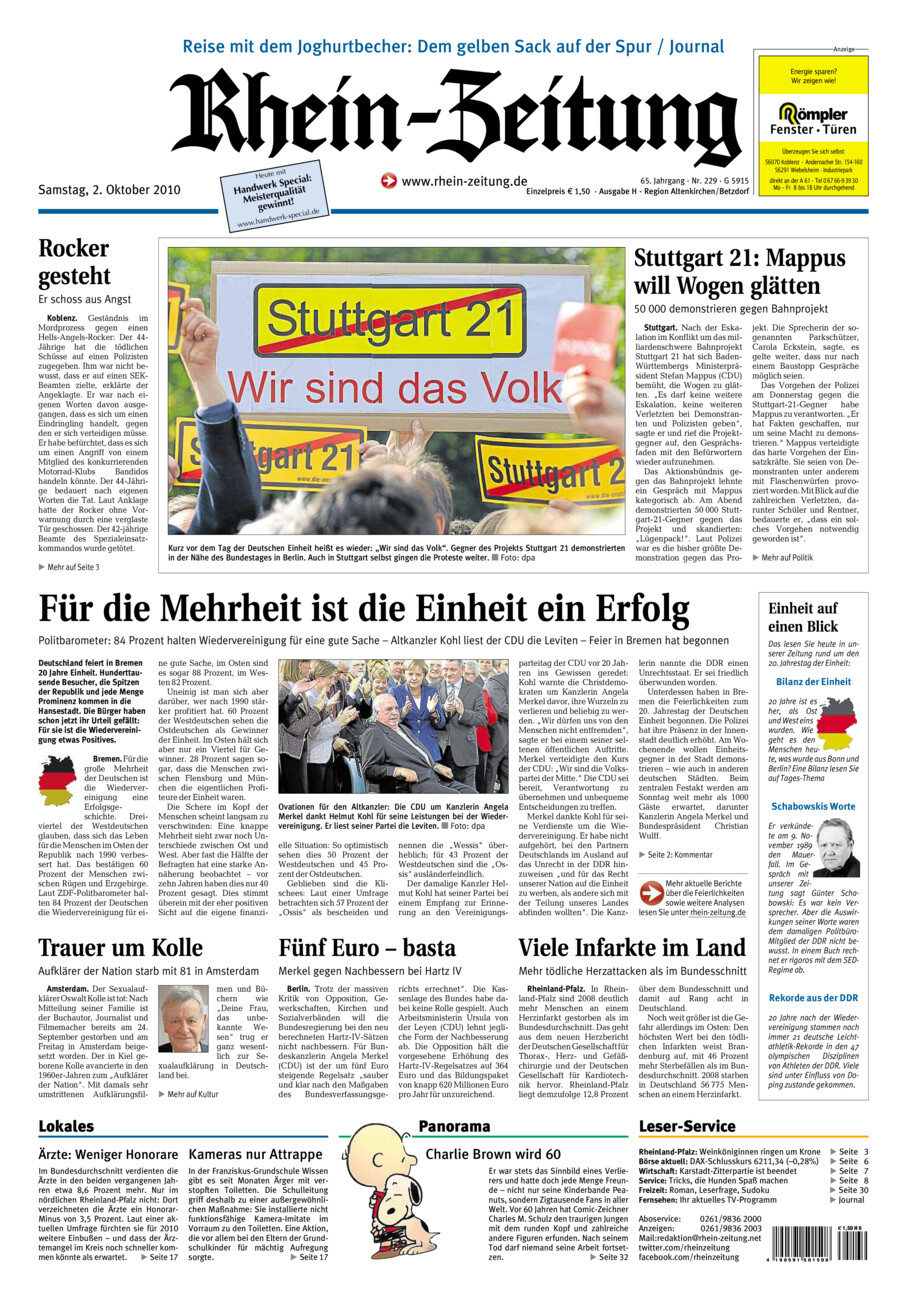 Rhein-Zeitung Kreis Altenkirchen vom Samstag, 02.10.2010