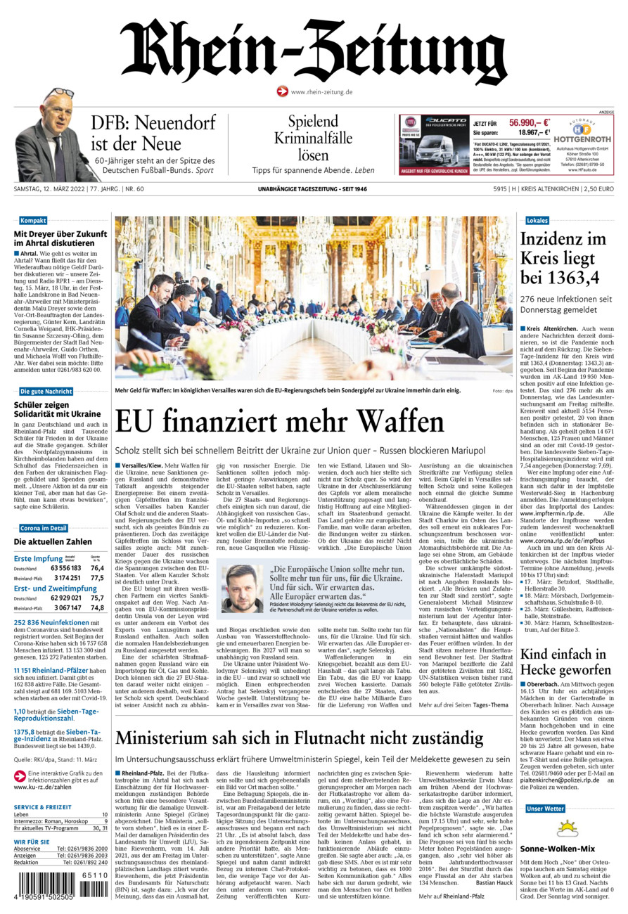 Rhein-Zeitung Kreis Altenkirchen vom Samstag, 12.03.2022