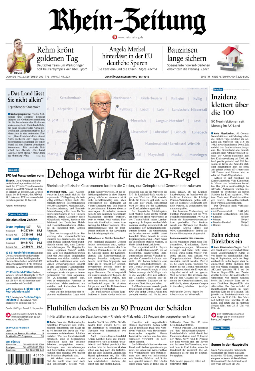 Rhein-Zeitung Kreis Altenkirchen vom Donnerstag, 02.09.2021