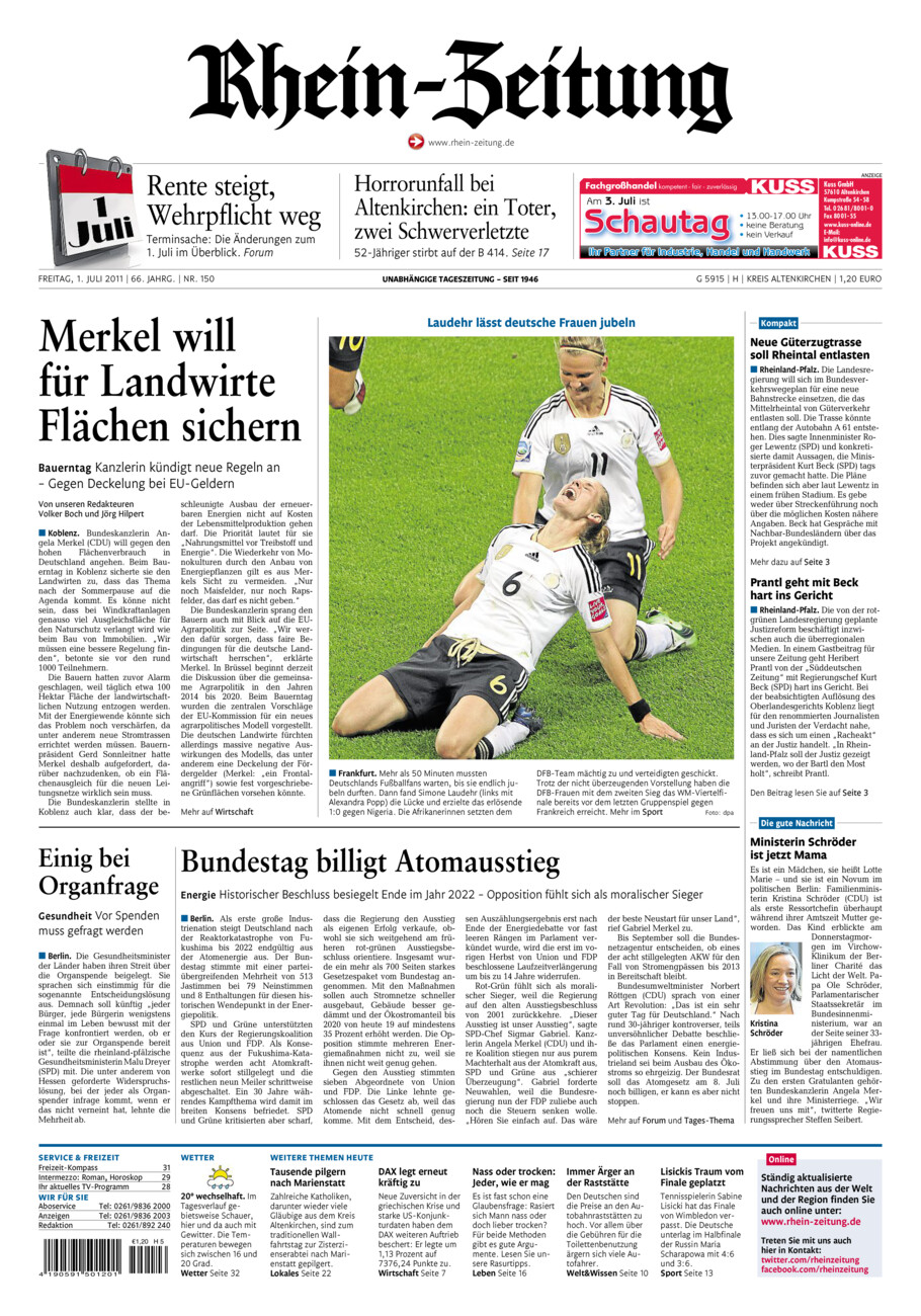 Rhein-Zeitung Kreis Altenkirchen vom Freitag, 01.07.2011