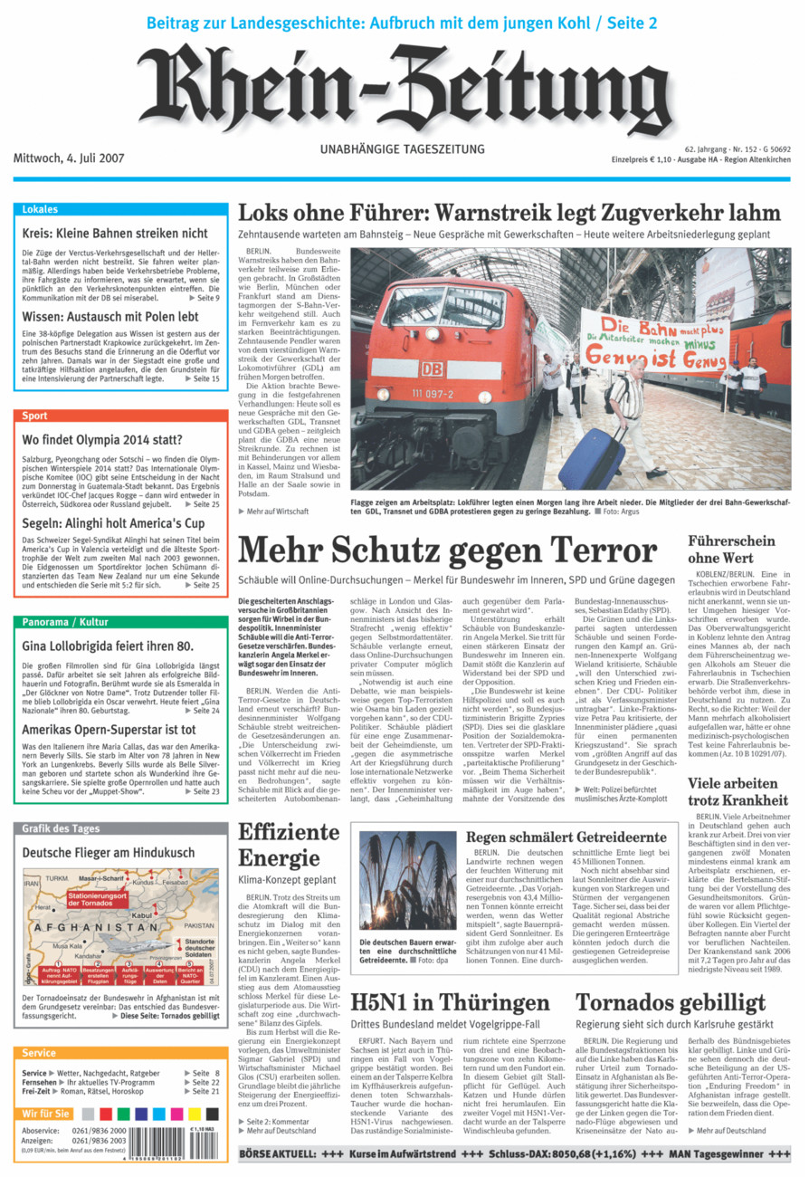 Rhein-Zeitung Kreis Altenkirchen vom Mittwoch, 04.07.2007