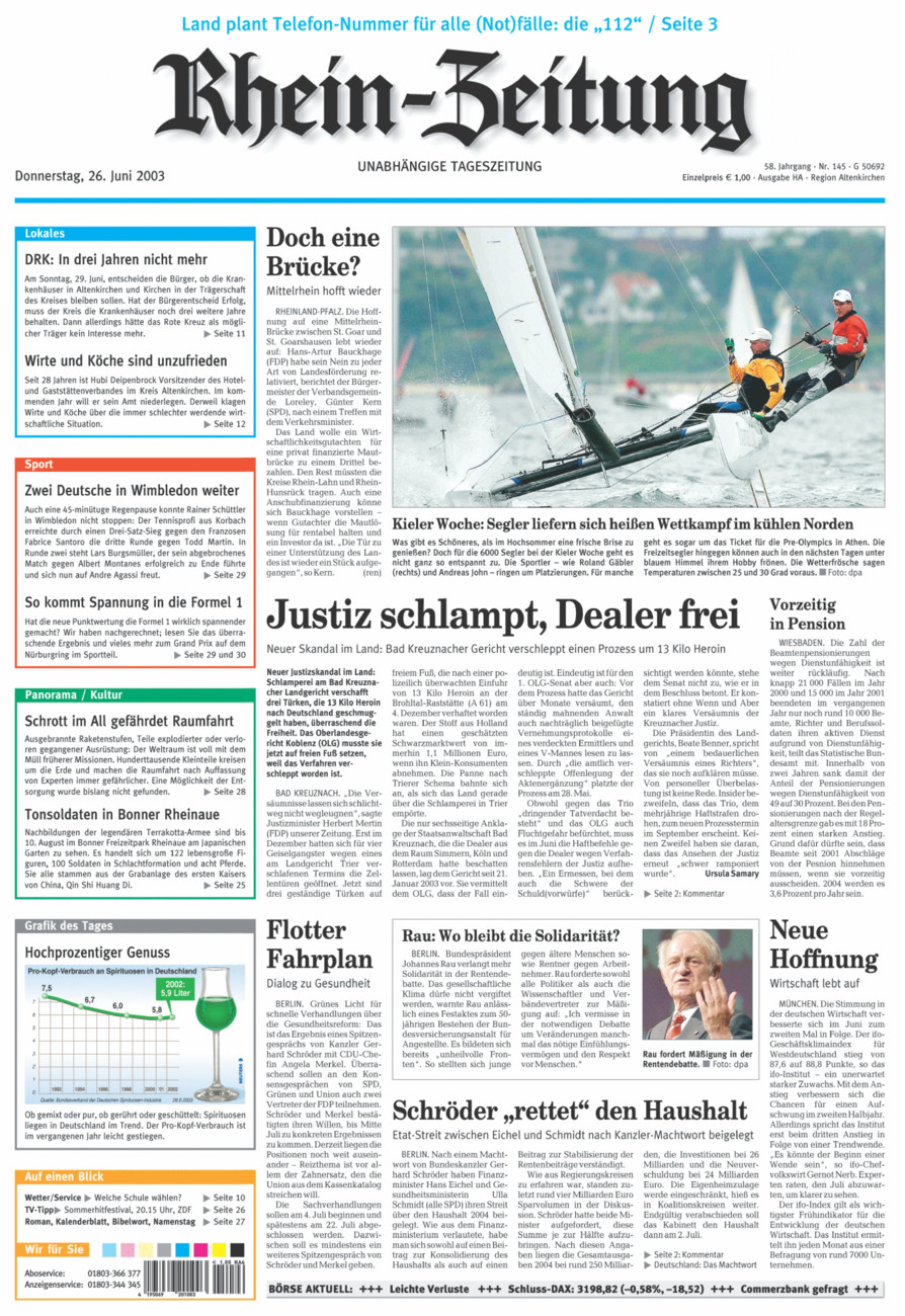 Rhein-Zeitung Kreis Altenkirchen vom Donnerstag, 26.06.2003