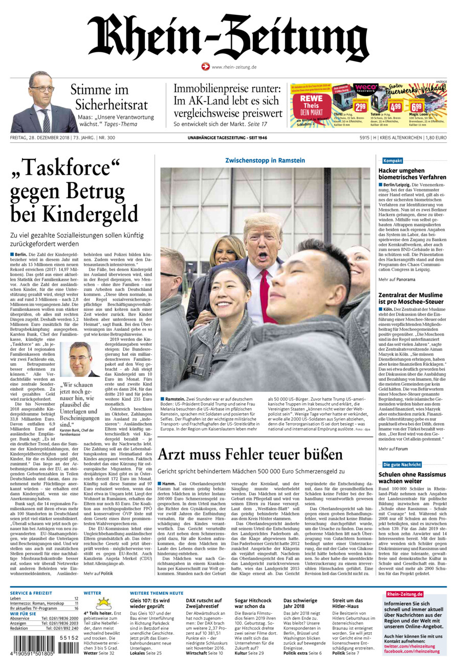 Rhein-Zeitung Kreis Altenkirchen vom Freitag, 28.12.2018