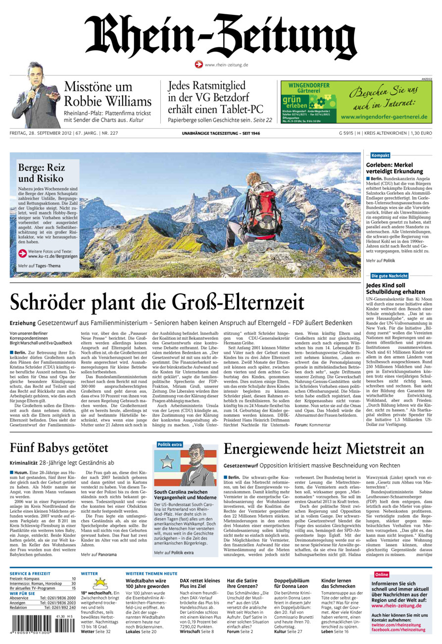 Rhein-Zeitung Kreis Altenkirchen vom Freitag, 28.09.2012