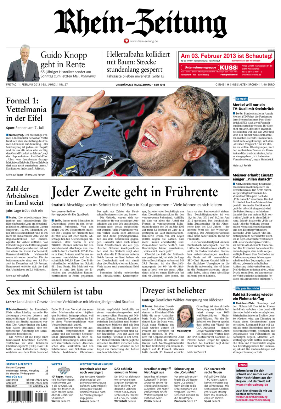 Rhein-Zeitung Kreis Altenkirchen vom Freitag, 01.02.2013