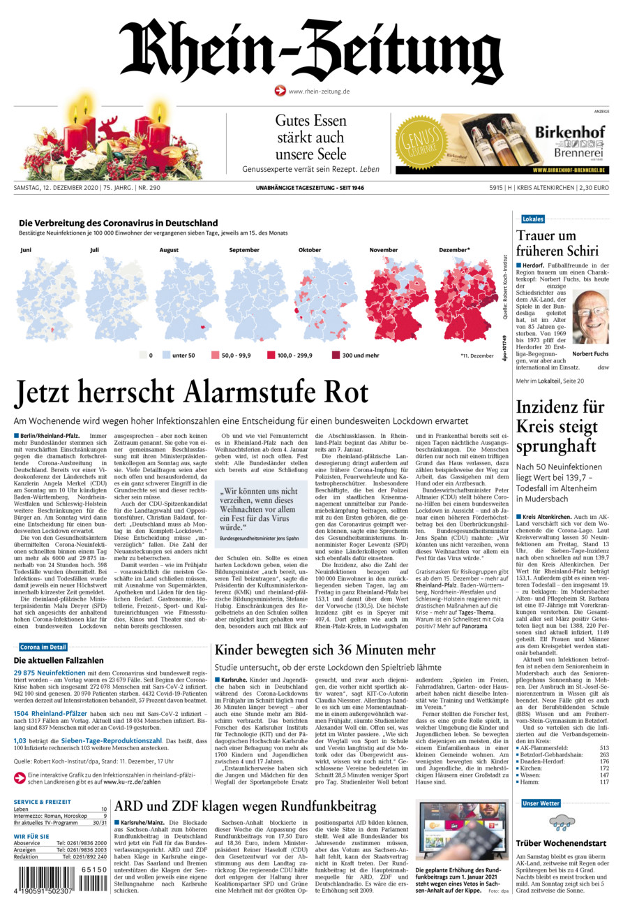 Rhein-Zeitung Kreis Altenkirchen vom Samstag, 12.12.2020