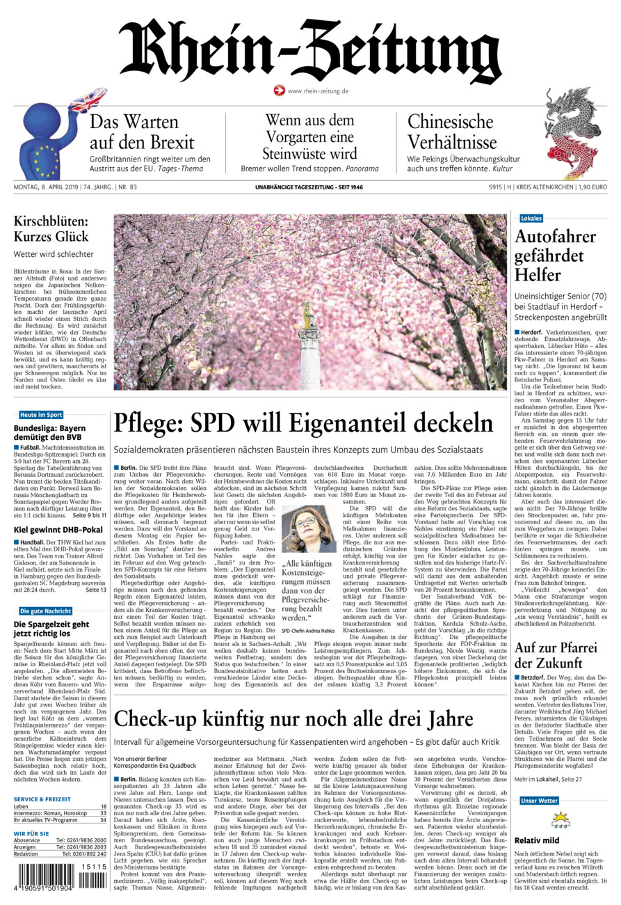 Rhein-Zeitung Kreis Altenkirchen vom Montag, 08.04.2019