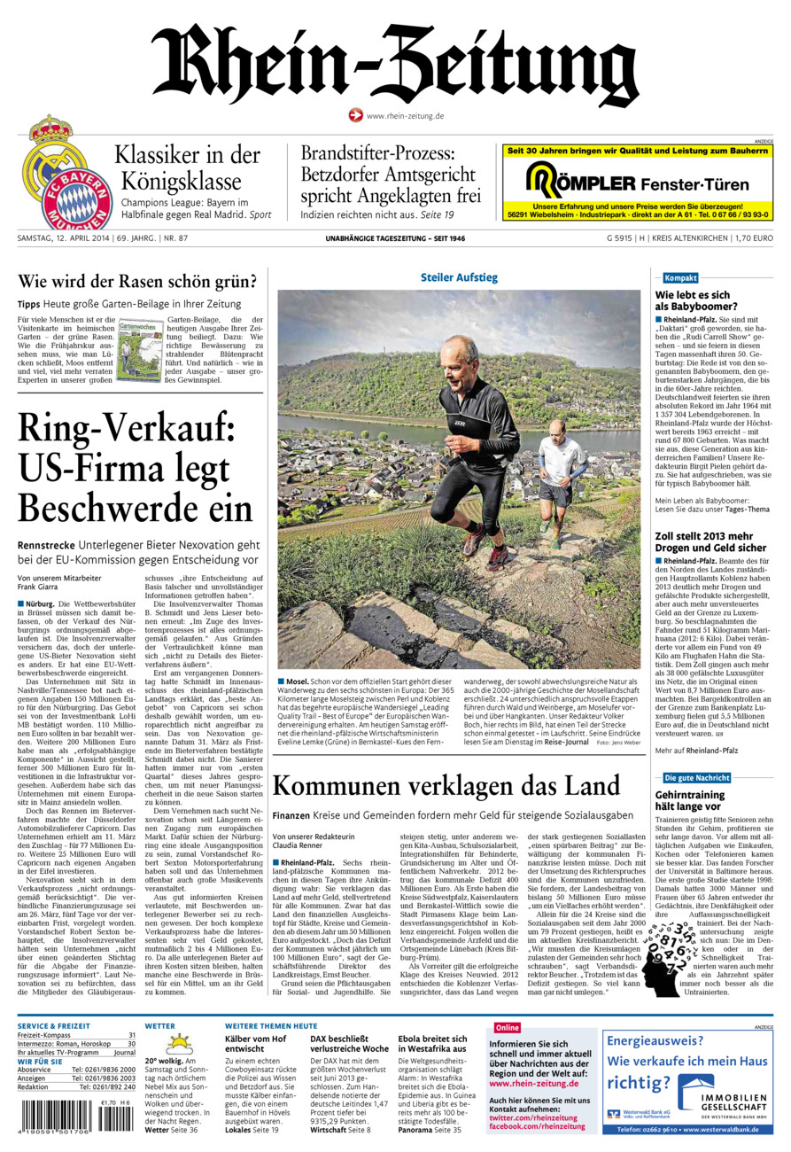 Rhein-Zeitung Kreis Altenkirchen vom Samstag, 12.04.2014