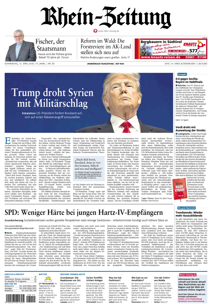 Rhein-Zeitung Kreis Altenkirchen vom Donnerstag, 12.04.2018
