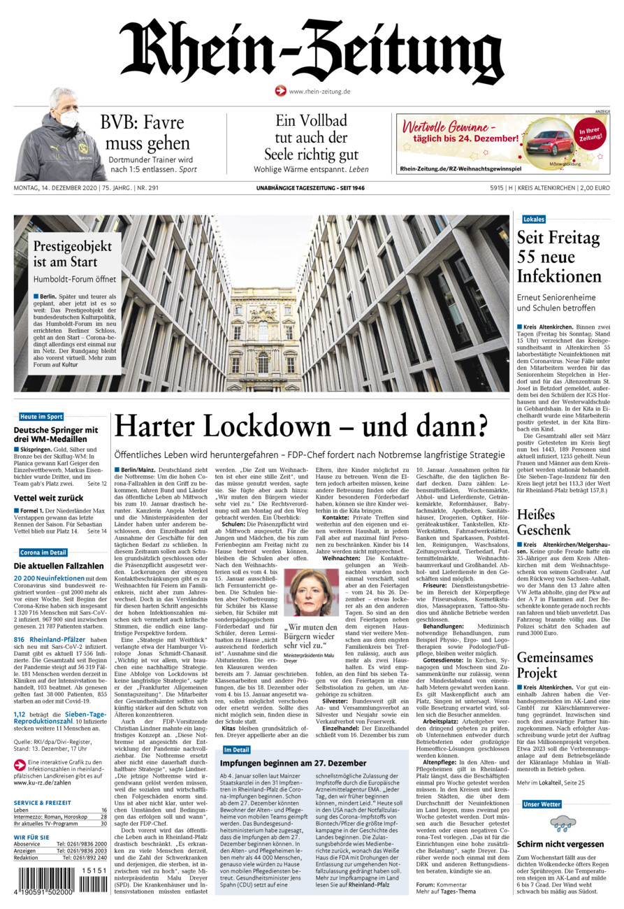 Rhein-Zeitung Kreis Altenkirchen vom Montag, 14.12.2020