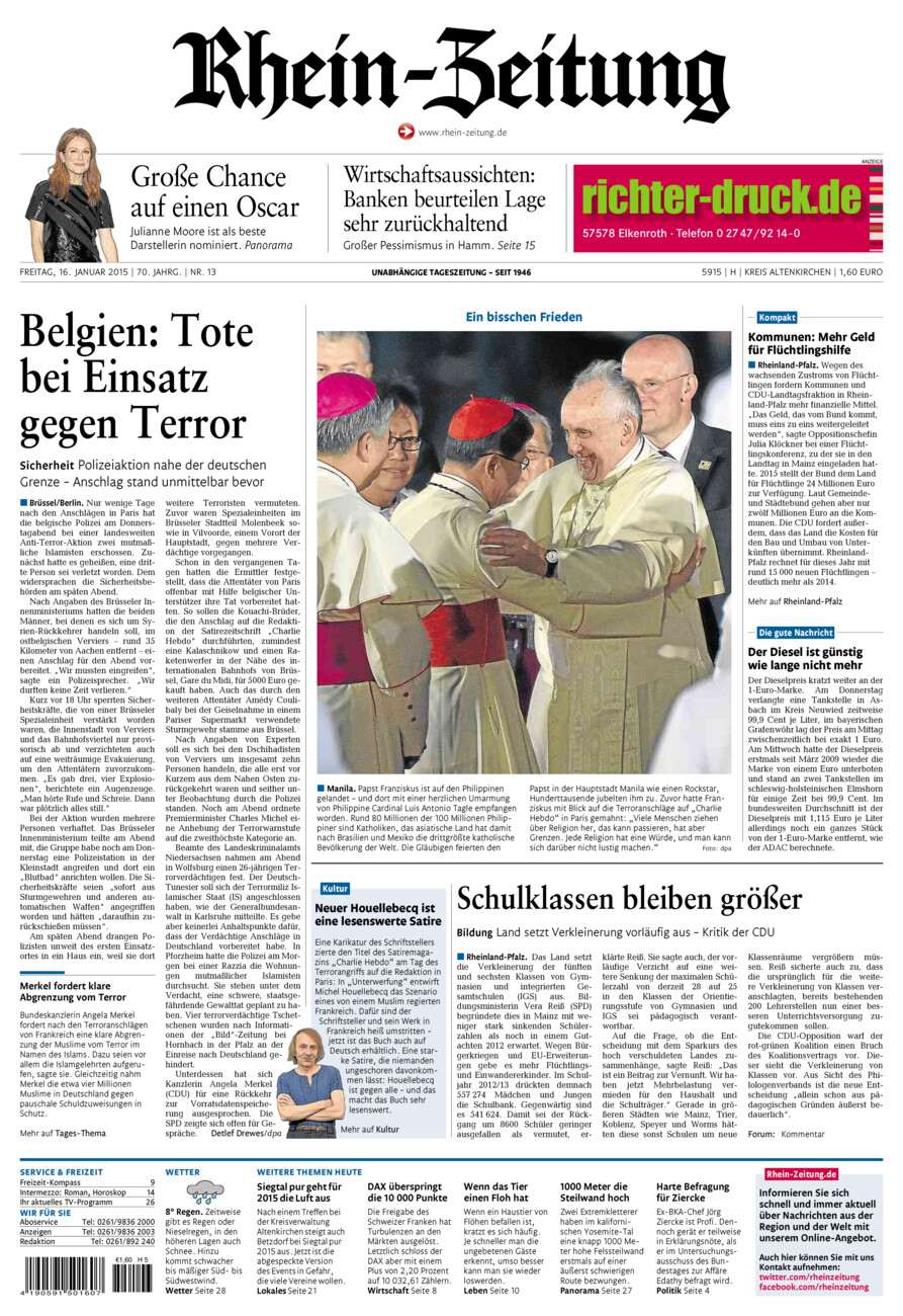 Rhein-Zeitung Kreis Altenkirchen vom Freitag, 16.01.2015