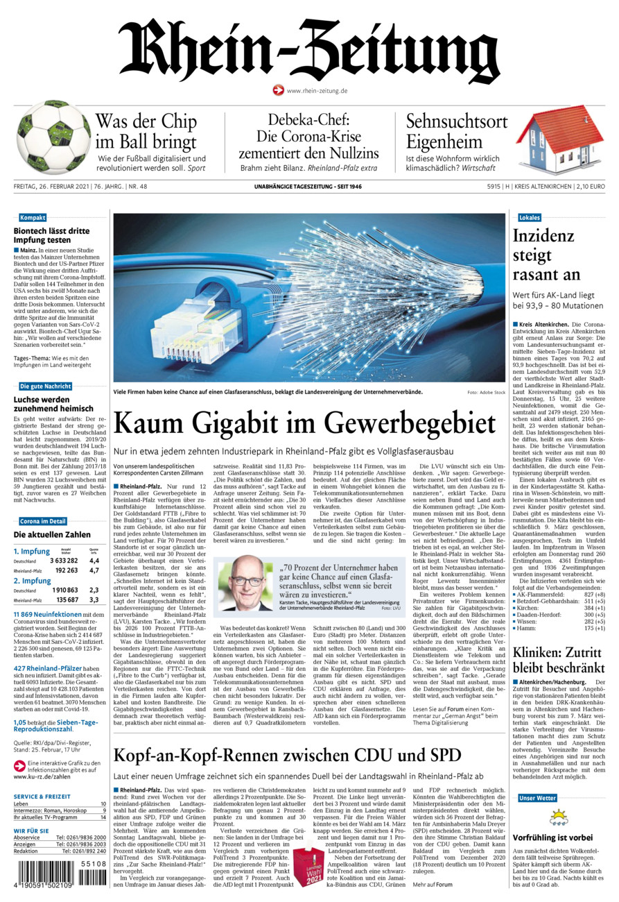 Rhein-Zeitung Kreis Altenkirchen vom Freitag, 26.02.2021