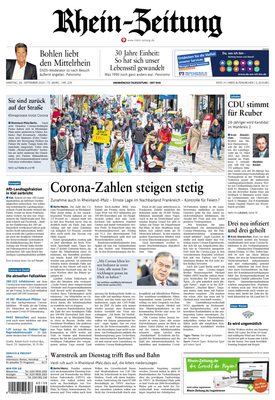 Rhein-Zeitung Kreis Altenkirchen vom Samstag, 26.09.2020