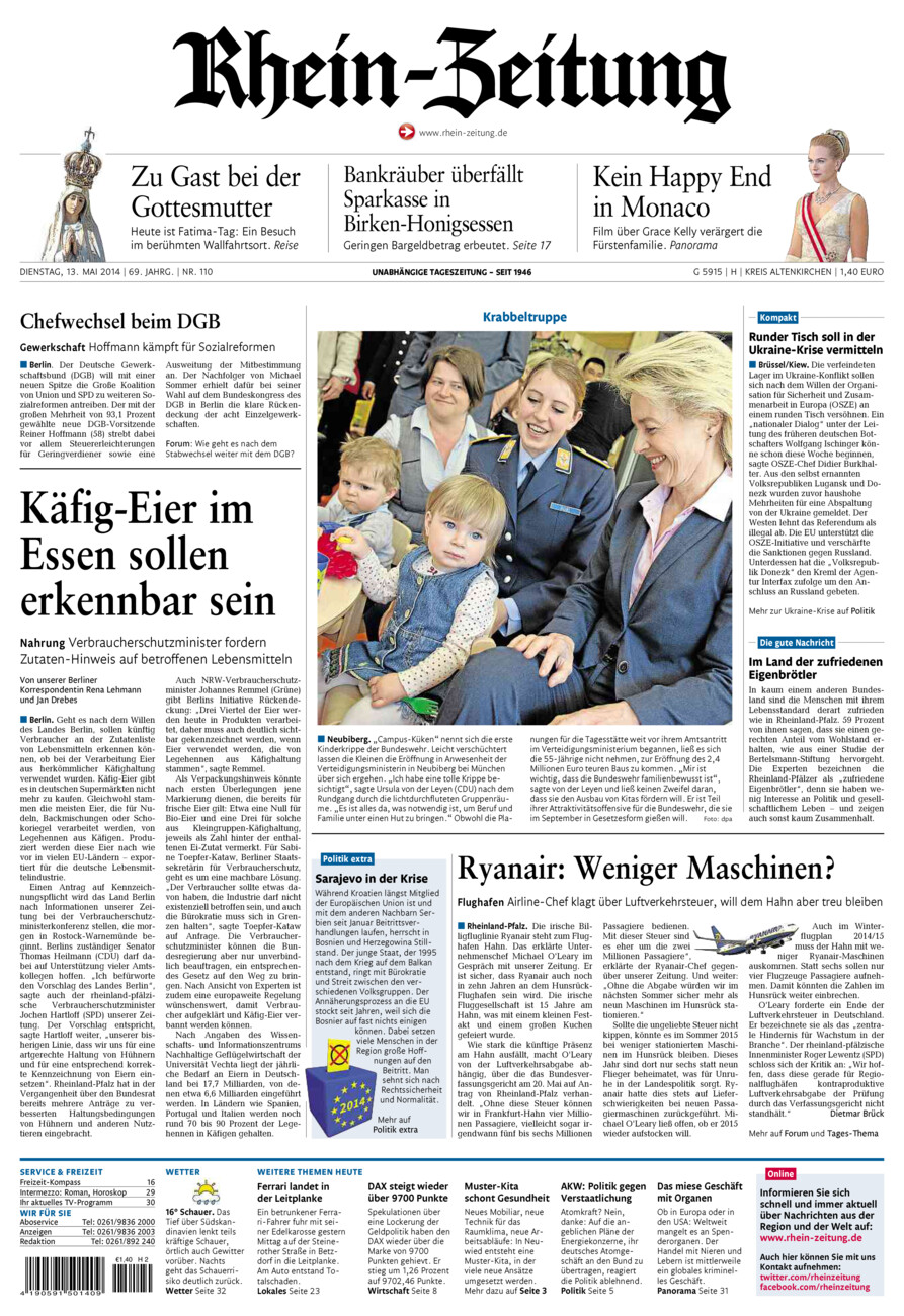 Rhein-Zeitung Kreis Altenkirchen vom Dienstag, 13.05.2014