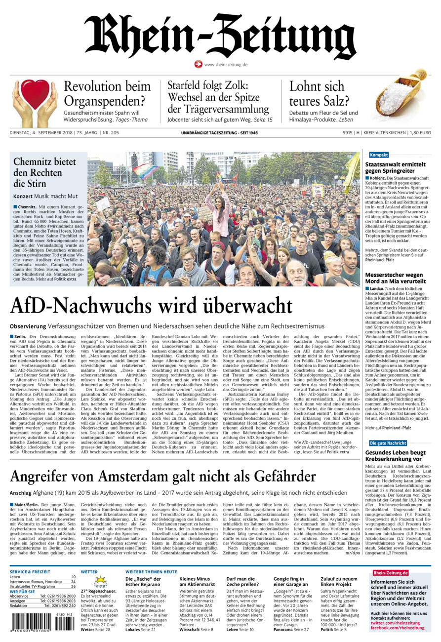 Rhein-Zeitung Kreis Altenkirchen vom Dienstag, 04.09.2018