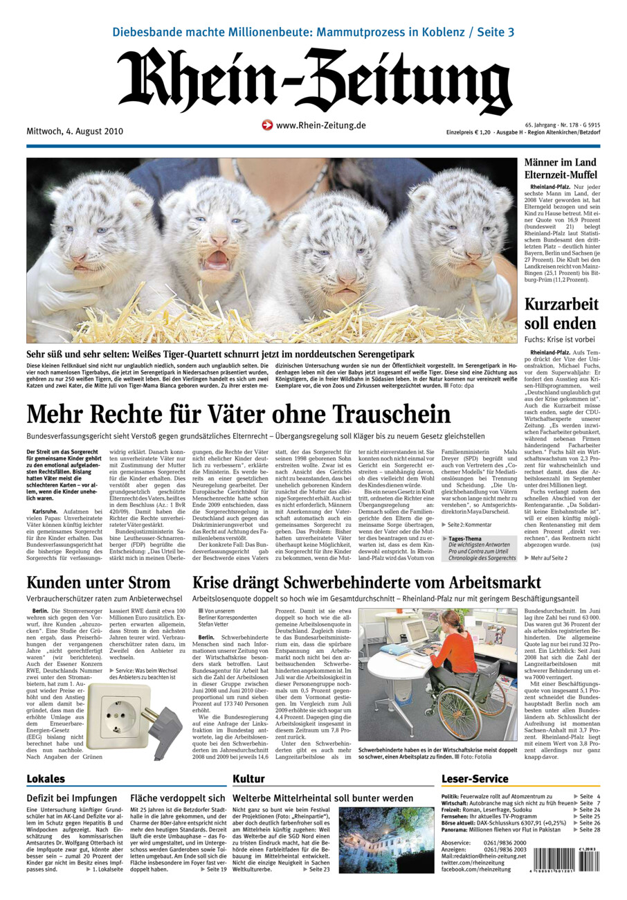 Rhein-Zeitung Kreis Altenkirchen vom Mittwoch, 04.08.2010