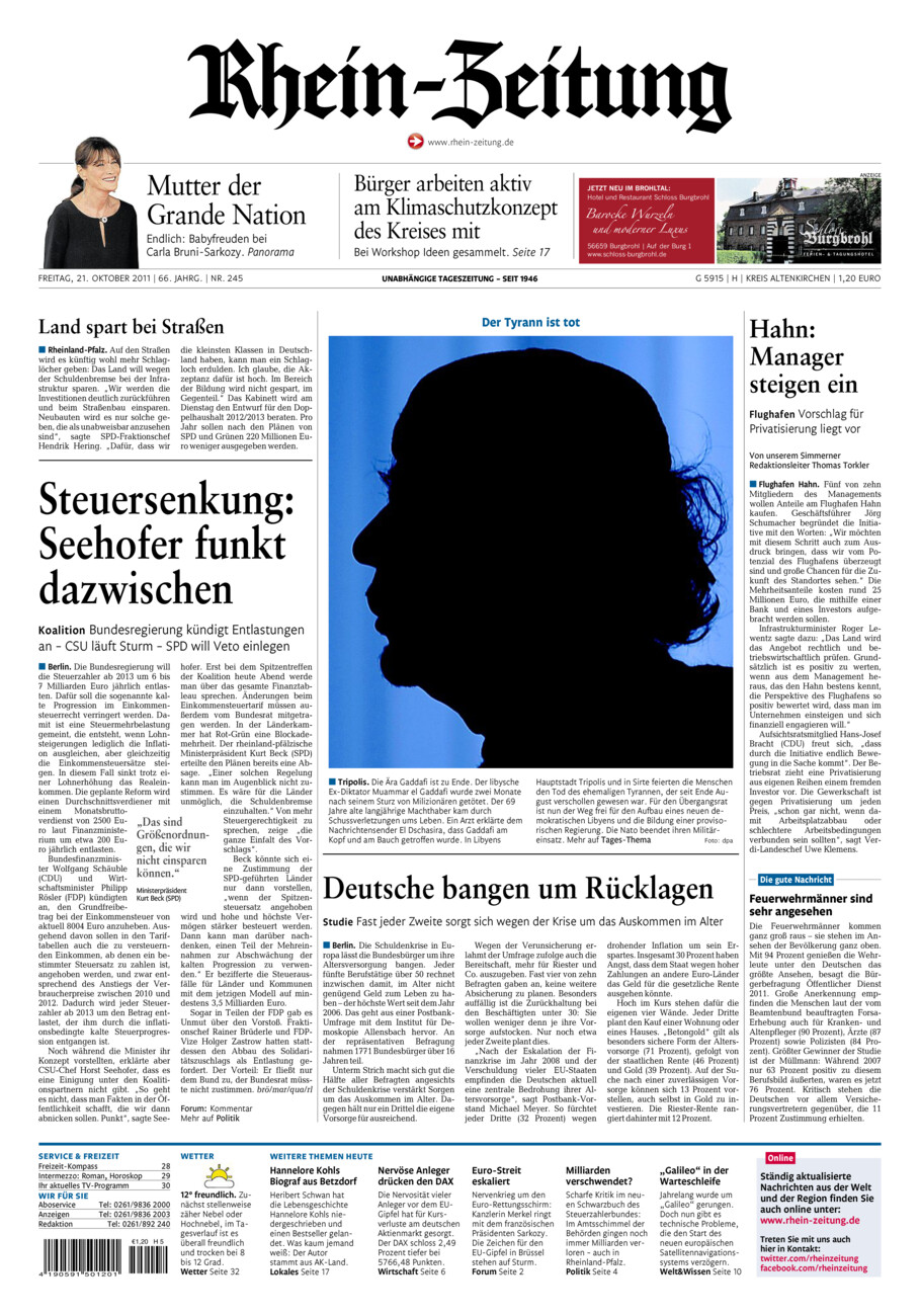 Rhein-Zeitung Kreis Altenkirchen vom Freitag, 21.10.2011