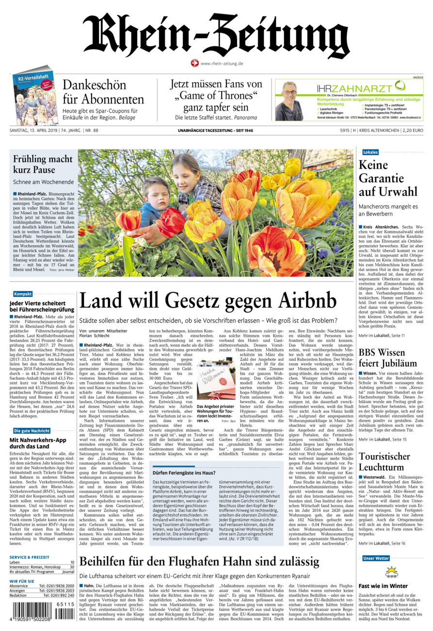 Rhein-Zeitung Kreis Altenkirchen vom Samstag, 13.04.2019