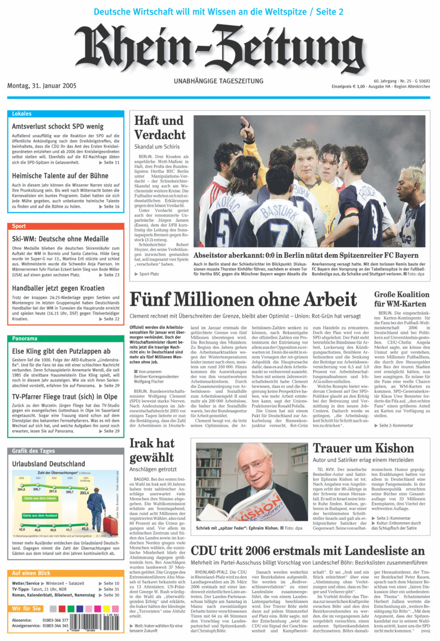 Rhein-Zeitung Kreis Altenkirchen vom Montag, 31.01.2005