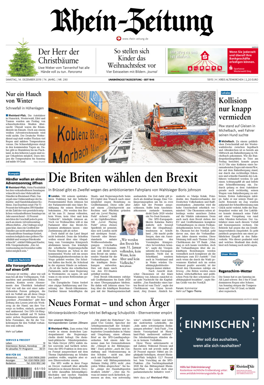 Rhein-Zeitung Kreis Altenkirchen vom Samstag, 14.12.2019