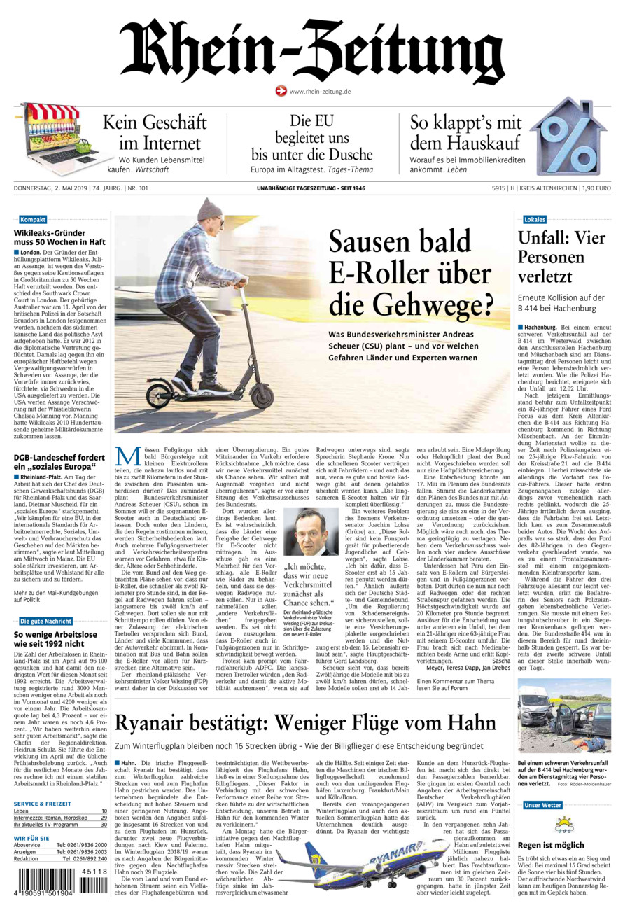 Rhein-Zeitung Kreis Altenkirchen vom Donnerstag, 02.05.2019