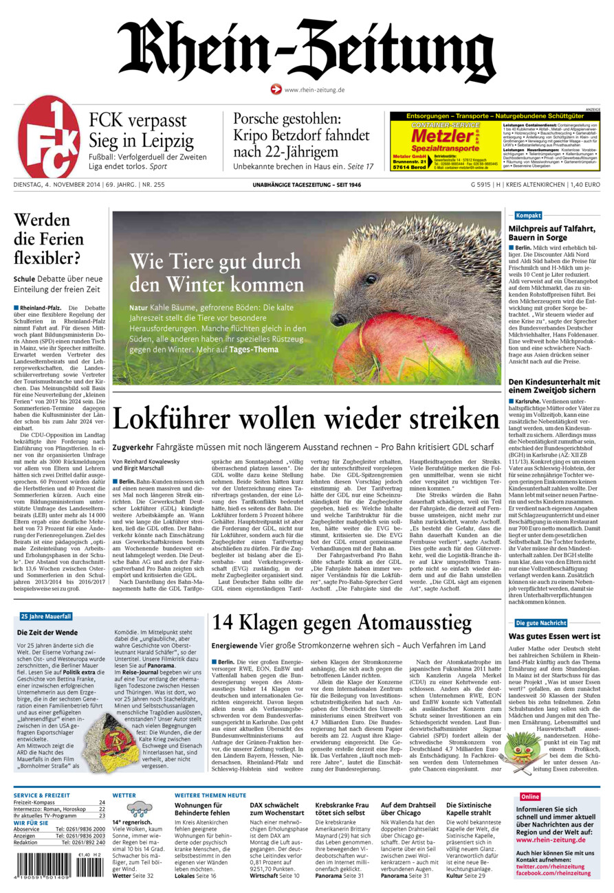 Rhein-Zeitung Kreis Altenkirchen vom Dienstag, 04.11.2014