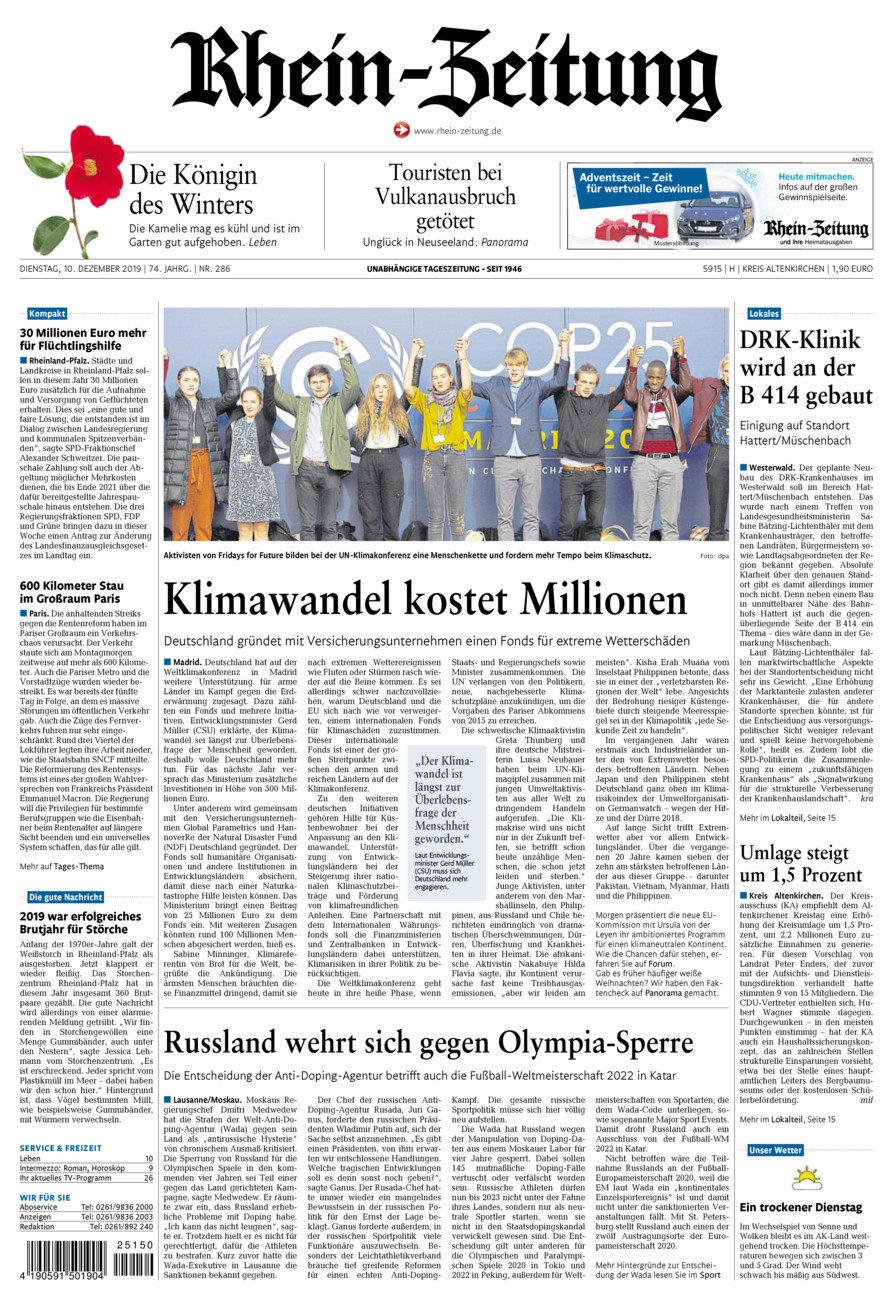 Rhein-Zeitung Kreis Altenkirchen vom Dienstag, 10.12.2019