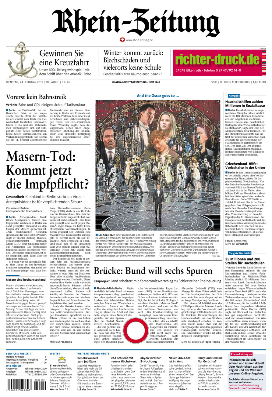 Rhein-Zeitung Kreis Altenkirchen vom Dienstag, 24.02.2015