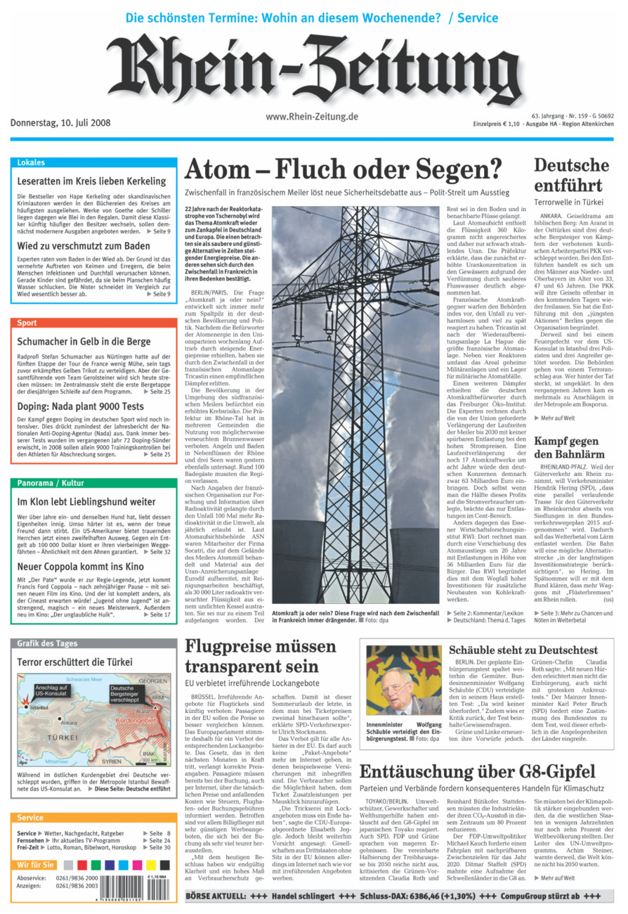 Rhein-Zeitung Kreis Altenkirchen vom Donnerstag, 10.07.2008