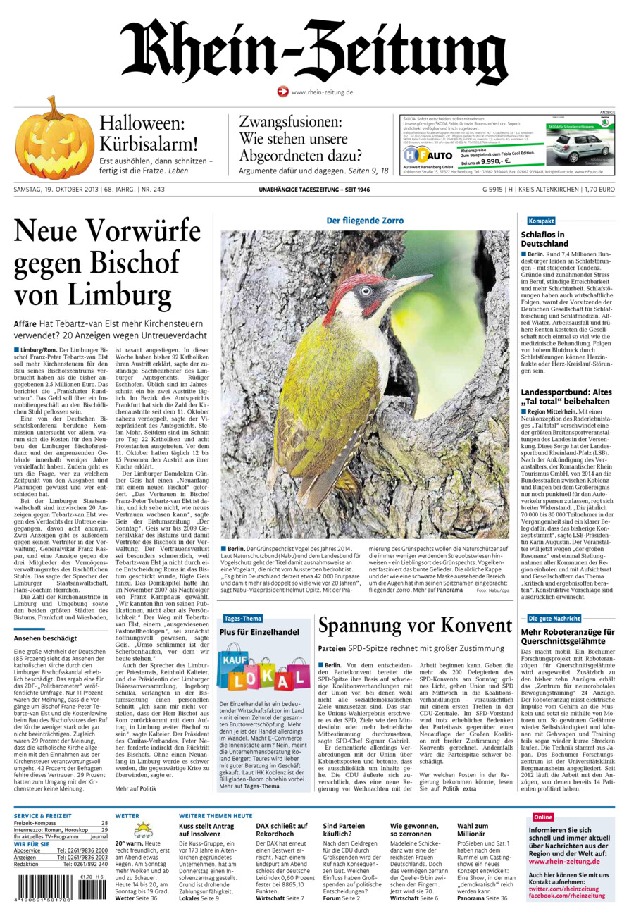 Rhein-Zeitung Kreis Altenkirchen vom Samstag, 19.10.2013