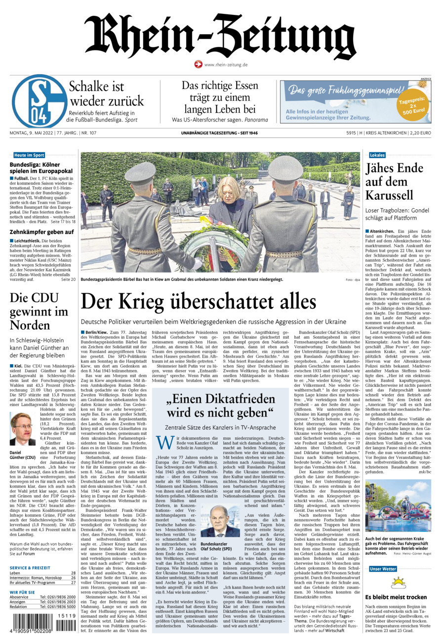 Rhein-Zeitung Kreis Altenkirchen vom Montag, 09.05.2022