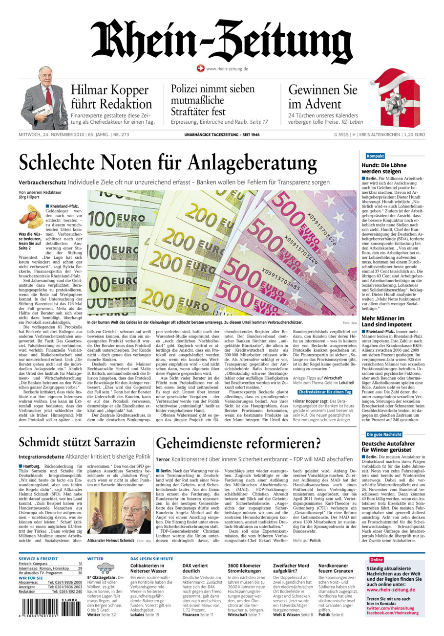 Rhein-Zeitung Kreis Altenkirchen vom Mittwoch, 24.11.2010