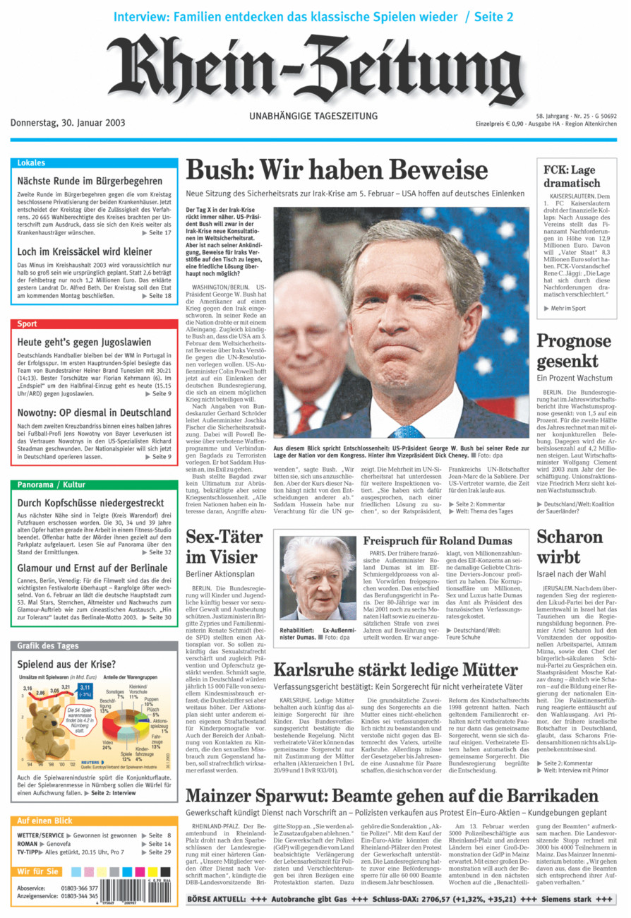 Rhein-Zeitung Kreis Altenkirchen vom Donnerstag, 30.01.2003