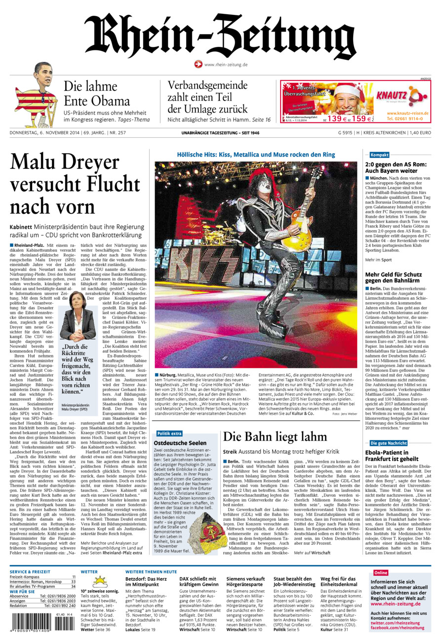 Rhein-Zeitung Kreis Altenkirchen vom Donnerstag, 06.11.2014