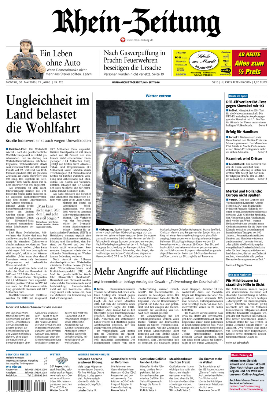 Rhein-Zeitung Kreis Altenkirchen vom Montag, 30.05.2016