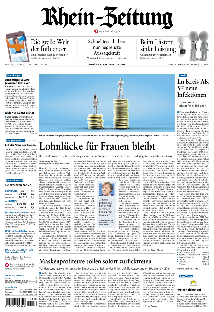 Rhein-Zeitung Kreis Altenkirchen vom Montag, 08.03.2021