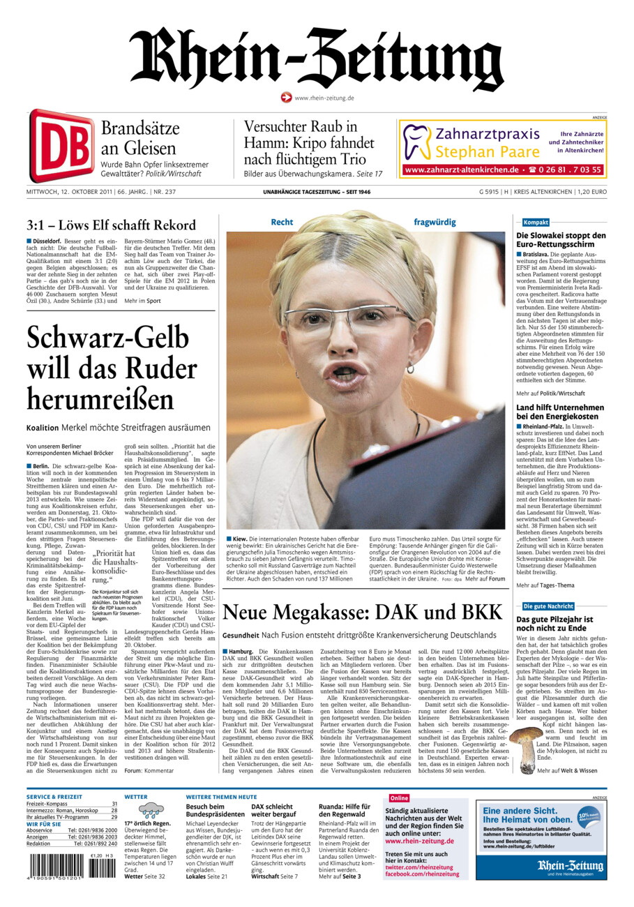 Rhein-Zeitung Kreis Altenkirchen vom Mittwoch, 12.10.2011