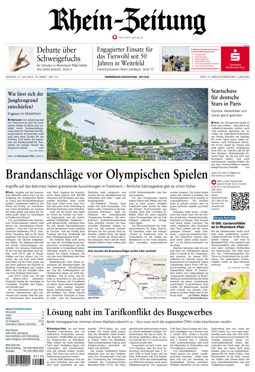 Rhein-Zeitung Kreis Altenkirchen vom Samstag, 27.07.2024