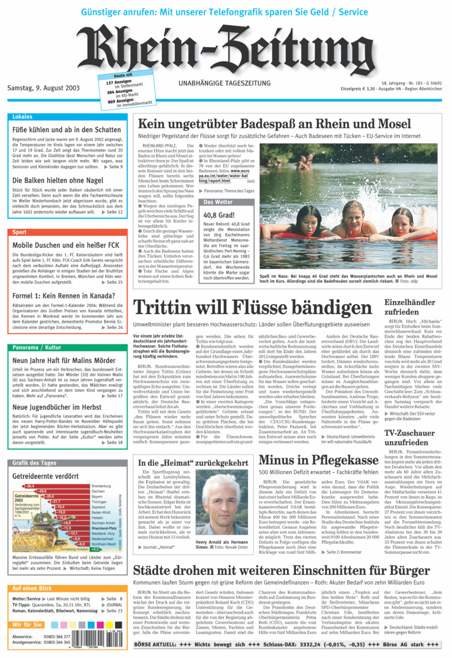 Rhein-Zeitung Kreis Altenkirchen vom Samstag, 09.08.2003