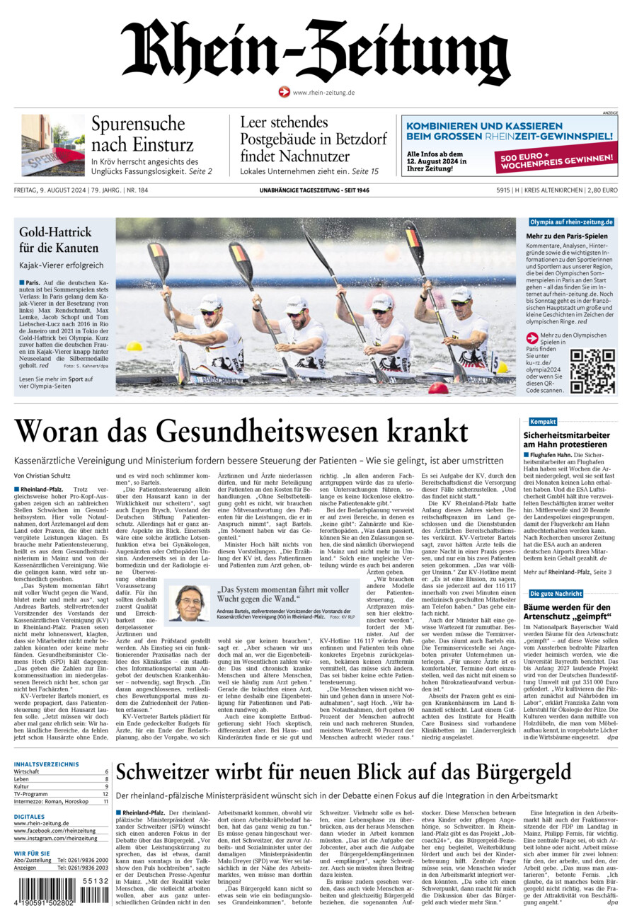 Rhein-Zeitung Kreis Altenkirchen vom Freitag, 09.08.2024