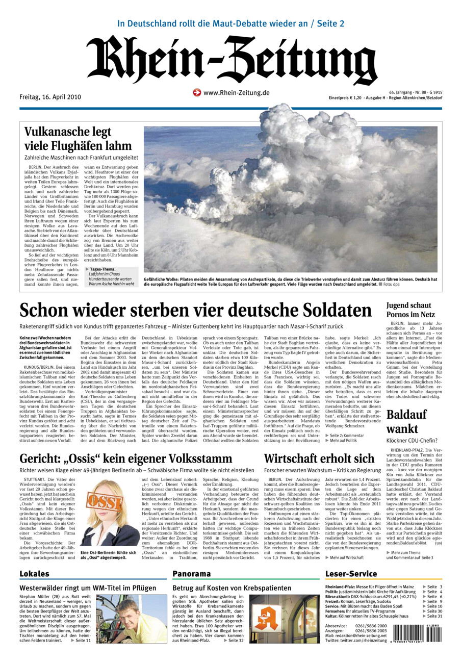 Rhein-Zeitung Kreis Altenkirchen vom Freitag, 16.04.2010