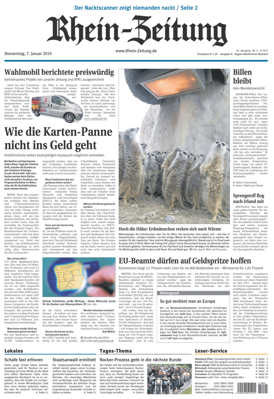 Rhein-Zeitung Kreis Altenkirchen vom Donnerstag, 07.01.2010