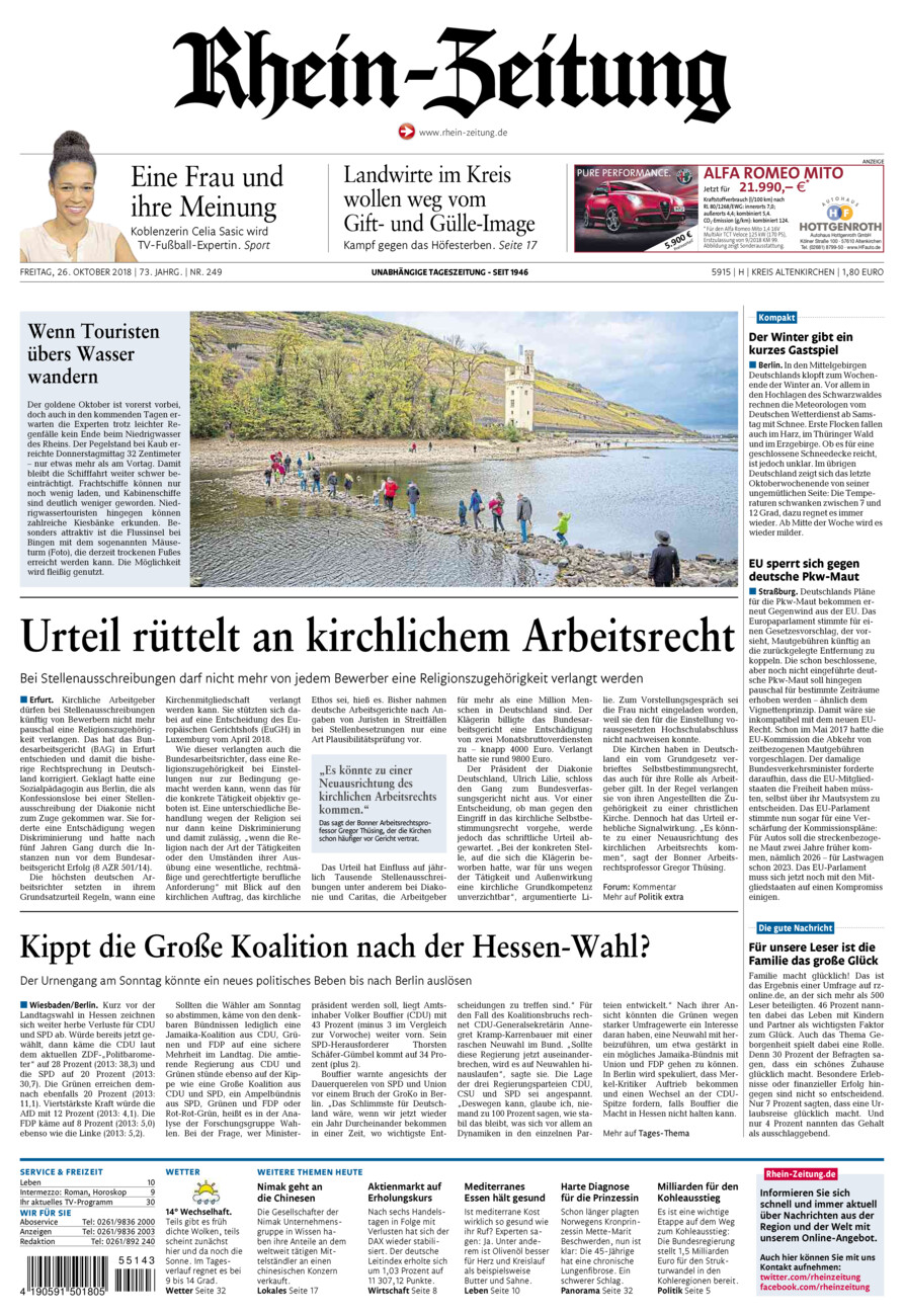 Rhein-Zeitung Kreis Altenkirchen vom Freitag, 26.10.2018
