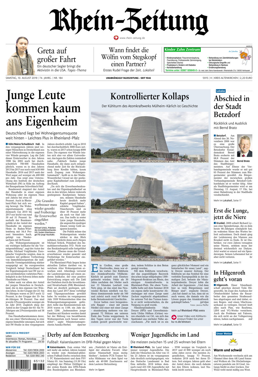 Rhein-Zeitung Kreis Altenkirchen vom Samstag, 10.08.2019