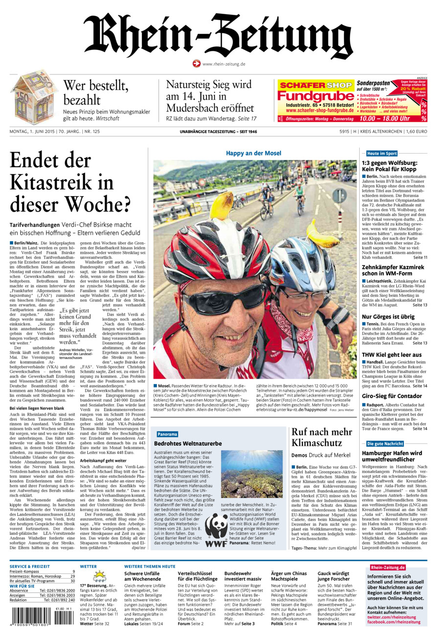 Rhein-Zeitung Kreis Altenkirchen vom Montag, 01.06.2015